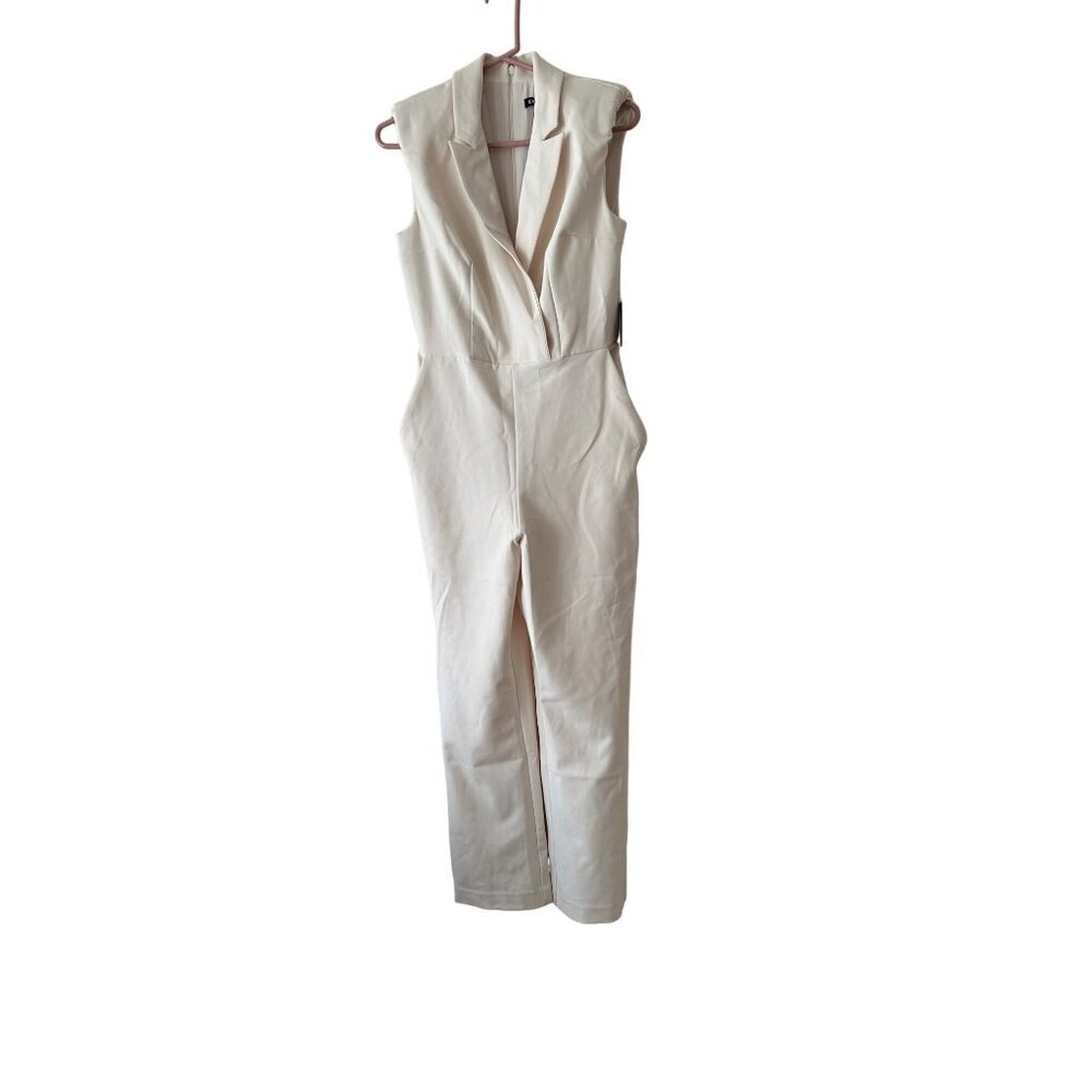 Express Women's Sleeveless Blazer Jumpsuit Size XS White Classy Preppy